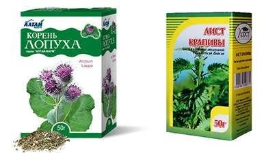 Maska iz lopukha i krapivy