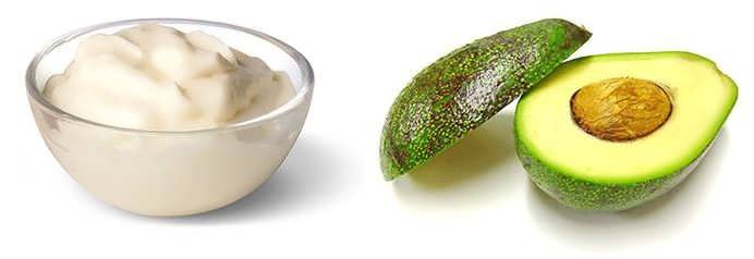 maska s mayonezom i avokado