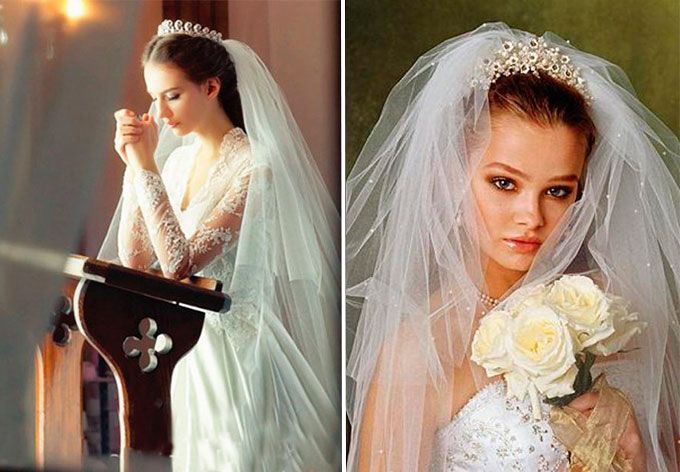 Укладка с фатой и короной